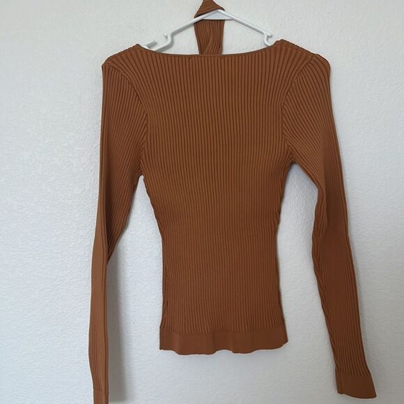 Minkpink Gianna Crisscross Ribbed Knit Long Sleeve Top NEW NWT - Picture 6 of 6
